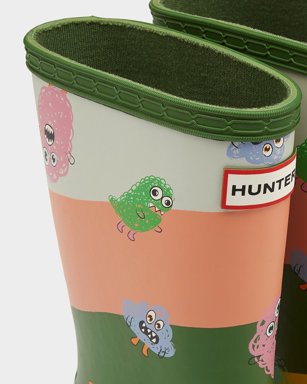 Hunter Original First Classic Scribble Print Rain Boots - Cheap Online Kids Green - CEFTOY178